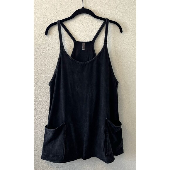 Free People Movement Hot Shot Mini Dress Size Small Gray Mineral Wash Stretch - Picture 1 of 16